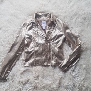 Candie's Gold Sequin Moto Jacket XS